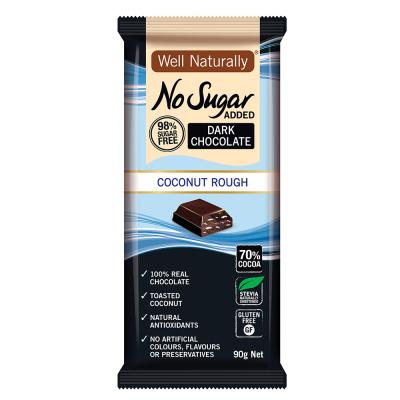 Well Naturally No Added Sugar Block Dark Chocolate Coconut Rough 90g
